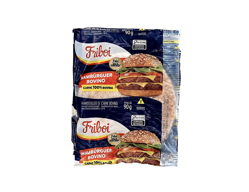 HAMBÚRGUER MÉDIO DE CARNE BOVINA FRIBOI 90 G (CX 36 UN)